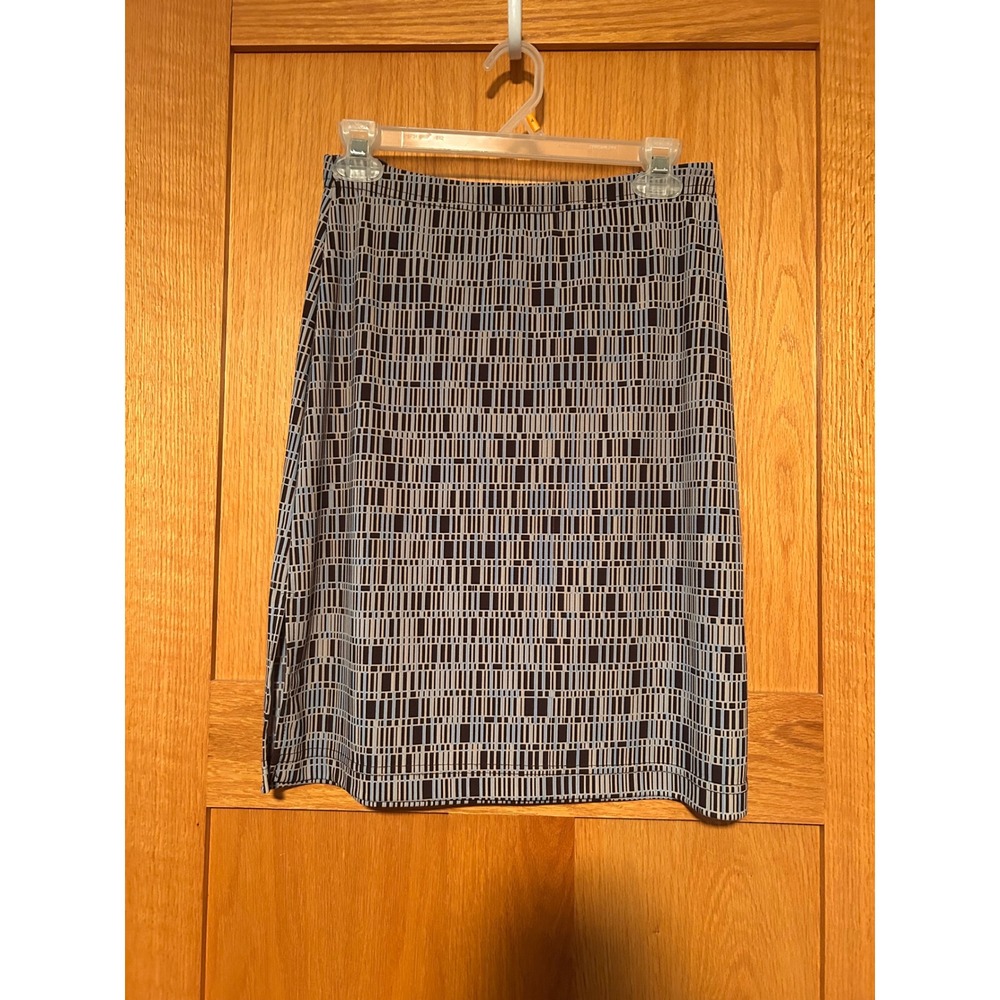Vintage A. Byer Geometric Grid Midi Skirt Brown Blue Cream Pattern Size Medium